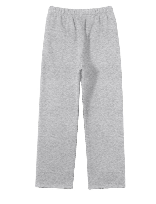 Gray solid colour fleece straight leg joggers