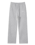 Gray solid colour fleece straight leg joggers