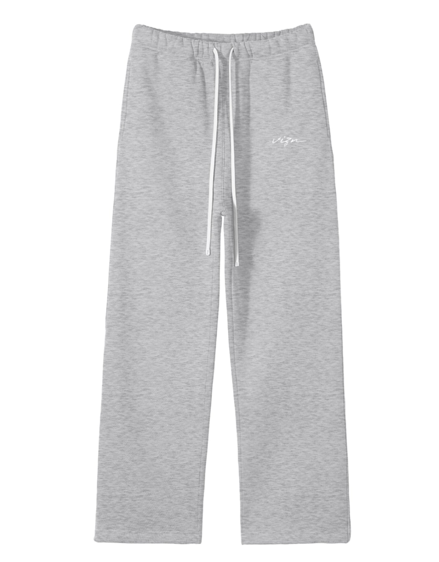 Gray solid colour fleece straight leg joggers