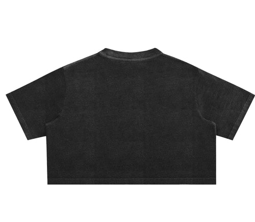 Black snow washed crop top